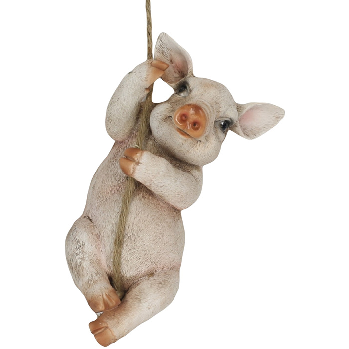 Resin Climbing Pig On Rope - Click Image to Close